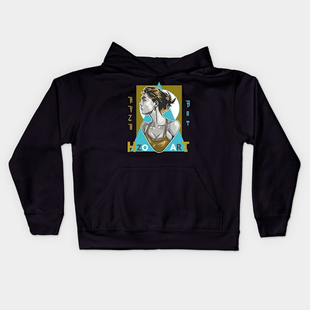 aqua portrait Kids Hoodie by HyzoArt